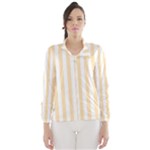 Vertical Stripes - White and Peach Orange Wind Breaker (Women)
