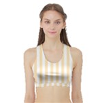 Vertical Stripes - White and Peach Orange Women s Sports Bra with Border