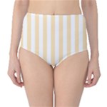 Vertical Stripes - White and Peach Orange High-Waist Bikini Bottoms