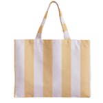 Vertical Stripes - White and Peach Orange Zipper Mini Tote Bag