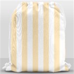 Vertical Stripes - White and Peach Orange Drawstring Bag (Large)