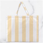 Vertical Stripes - White and Peach Orange Zipper Large Tote Bag