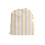 Vertical Stripes - White and Peach Orange Drawstring Pouch (L)