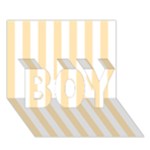 Vertical Stripes - White and Peach Orange BOY 3D Greeting Card (7x5)