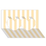 Vertical Stripes - White and Peach Orange Twin Hearts 3D Greeting Card (8x4)