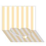 Vertical Stripes - White and Peach Orange Heart Bottom 3D Greeting Card (7x5)