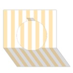 Vertical Stripes - White and Peach Orange Circle 3D Greeting Card (7x5)