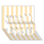 Vertical Stripes - White and Peach Orange Miss You 3D Greeting Card (7x5)