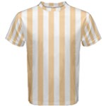 Vertical Stripes - White and Sunset Orange Men s Cotton Tee