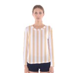 Vertical Stripes - White and Sunset Orange Women s Long Sleeve T-shirt