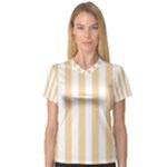 Vertical Stripes - White and Sunset Orange Women s V-Neck Sport Mesh Tee