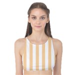 Vertical Stripes - White and Sunset Orange Tank Bikini Top