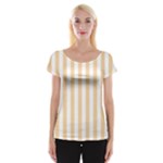Vertical Stripes - White and Sunset Orange Women s Cap Sleeve Top