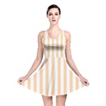 Vertical Stripes - White and Sunset Orange Reversible Skater Dress