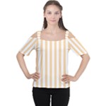 Vertical Stripes - White and Sunset Orange Women s Cutout Shoulder Tee