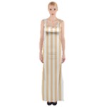Vertical Stripes - White and Sunset Orange Maxi Thigh Split Dress