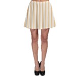 Vertical Stripes - White and Sunset Orange Skater Skirt