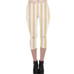 Vertical Stripes - White and Sunset Orange Capri Leggings