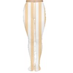 Vertical Stripes - White and Sunset Orange Women s Tights