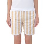 Vertical Stripes - White and Sunset Orange Women s Basketball Shorts