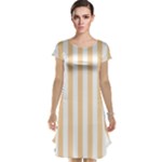 Vertical Stripes - White and Sunset Orange Cap Sleeve Nightdress