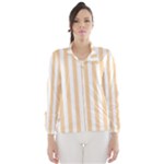 Vertical Stripes - White and Sunset Orange Wind Breaker (Women)