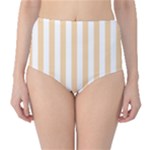 Vertical Stripes - White and Sunset Orange High-Waist Bikini Bottoms