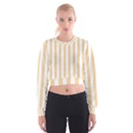 Vertical Stripes - White and Sunset Orange Women s Cropped Sweatshirt