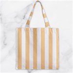 Vertical Stripes - White and Sunset Orange Zipper Grocery Tote Bag