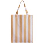 Vertical Stripes - White and Sunset Orange Zipper Classic Tote Bag