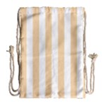 Vertical Stripes - White and Sunset Orange Drawstring Bag (Large)
