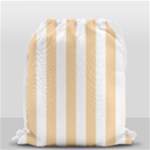 Vertical Stripes - White and Sunset Orange Drawstring Bag (Small)
