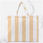 Vertical Stripes - White and Sunset Orange Zipper Large Tote Bag