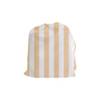 Vertical Stripes - White and Sunset Orange Drawstring Pouch (M)