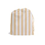Vertical Stripes - White and Sunset Orange Drawstring Pouch (L)