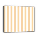Vertical Stripes - White and Sunset Orange Deluxe Canvas 20  x 16  (Stretched)