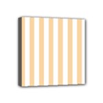 Vertical Stripes - White and Sunset Orange Mini Canvas 4  x 4  (Stretched)