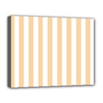 Vertical Stripes - White and Sunset Orange Canvas 14  x 11  (Stretched)