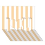 Vertical Stripes - White and Sunset Orange I Love You 3D Greeting Card (7x5)