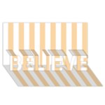 Vertical Stripes - White and Sunset Orange BELIEVE 3D Greeting Card (8x4)