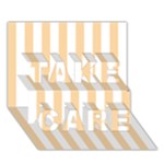 Vertical Stripes - White and Sunset Orange TAKE CARE 3D Greeting Card (7x5)