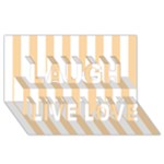Vertical Stripes - White and Sunset Orange Laugh Live Love 3D Greeting Card (8x4)