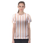 Vertical Stripes - White and Apricot Orange Women s Sport Mesh Tee