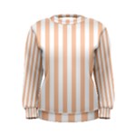 Vertical Stripes - White and Apricot Orange Women s Sweatshirt
