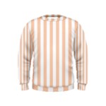 Vertical Stripes - White and Apricot Orange Kid s Sweatshirt