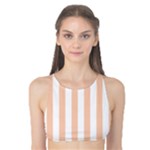 Vertical Stripes - White and Apricot Orange Tank Bikini Top