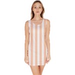 Vertical Stripes - White and Apricot Orange Bodycon Dress