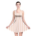 Vertical Stripes - White and Apricot Orange Reversible Skater Dress
