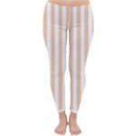 Vertical Stripes - White and Apricot Orange Winter Leggings