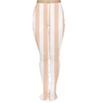 Vertical Stripes - White and Apricot Orange Women s Tights